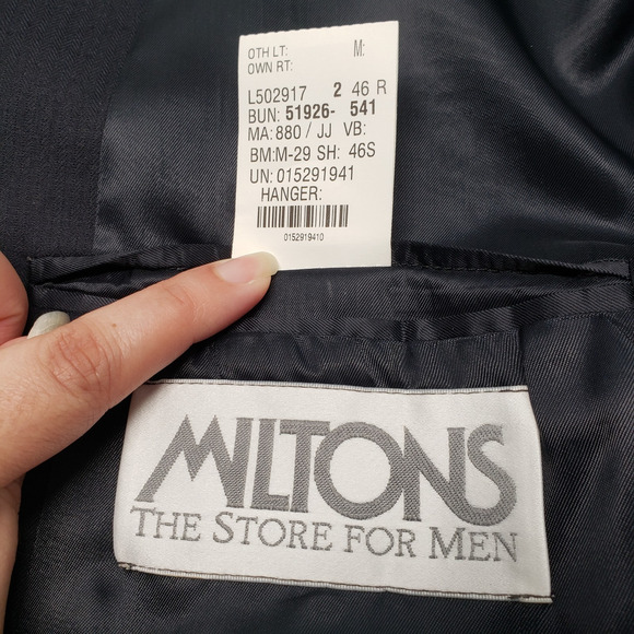 Vintage Ralph Lauren Chaps Suit Men 46 Reg 40x27 Navy Tonal Stripe Wool Cashmere - Picture 3 of 16